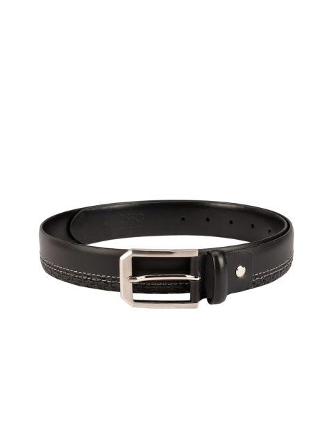 

ROSSO BRUNELLO Men Black Solid Leather Belt