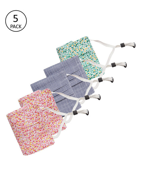 

Secret Wish Unisex Pack of 5 Multicoloured 3-Ply Reusable Cloth Masks, Multi