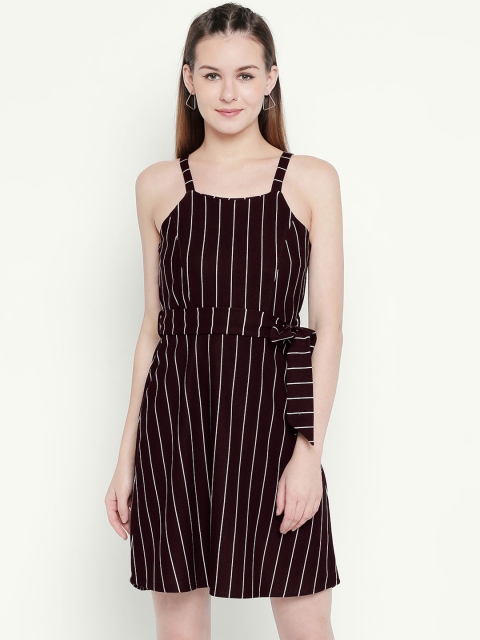 

Mesmerize Women Brown Striped A-Line Dress