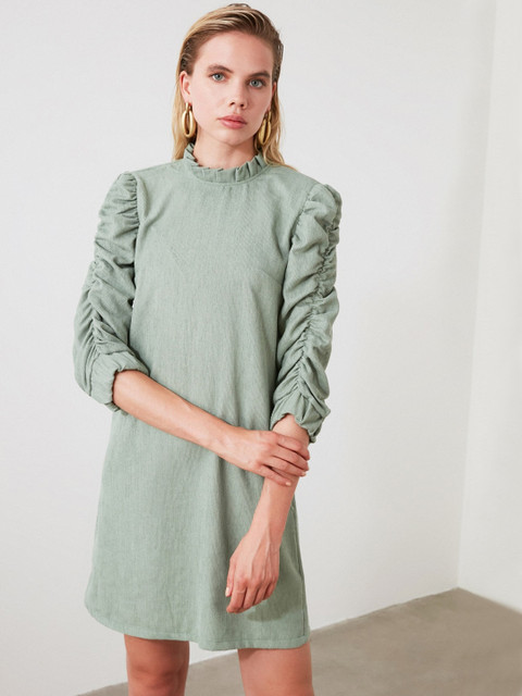 

TRENDYOL COLLECTION Women Green Solid A-Line Dress