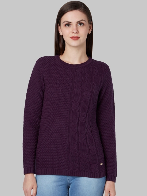 

Park Avenue Woman Women Purple Self-Design Pullover Sweater, Violet