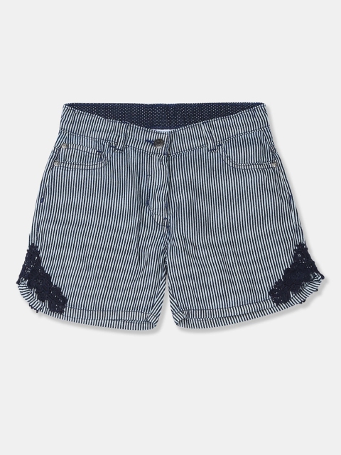 

U.S. Polo Assn. Kids Girls Blue Striped Regular Fit Shorts