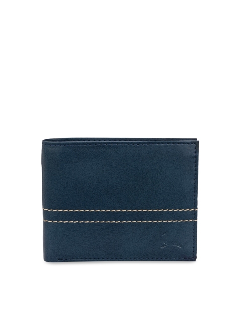 

Pacific Gold Men Blue Solid Two Fold Wallet