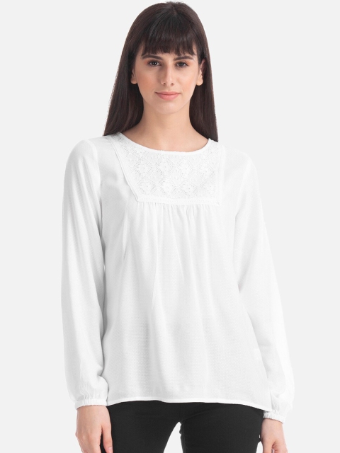 

Cherokee Women White Solid Boxy Top