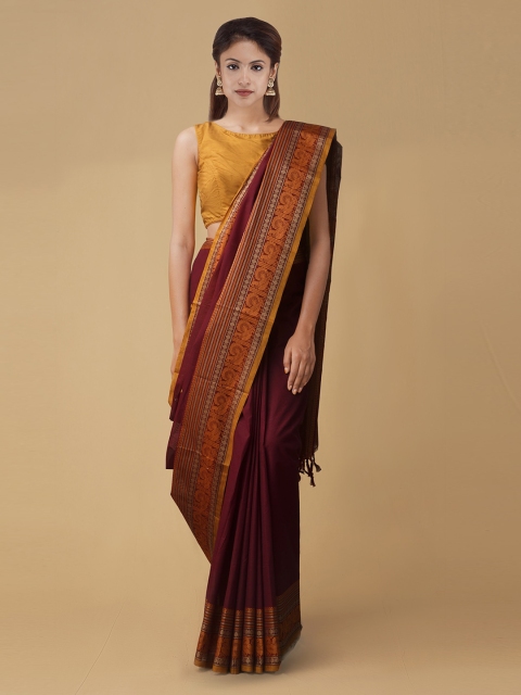 

Unnati Silks Maroon Handloom Woven Design Pure Cotton Saree