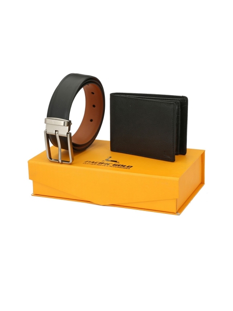 

Pacific Gold Men Black Genuine Leather Accessory Gift Set