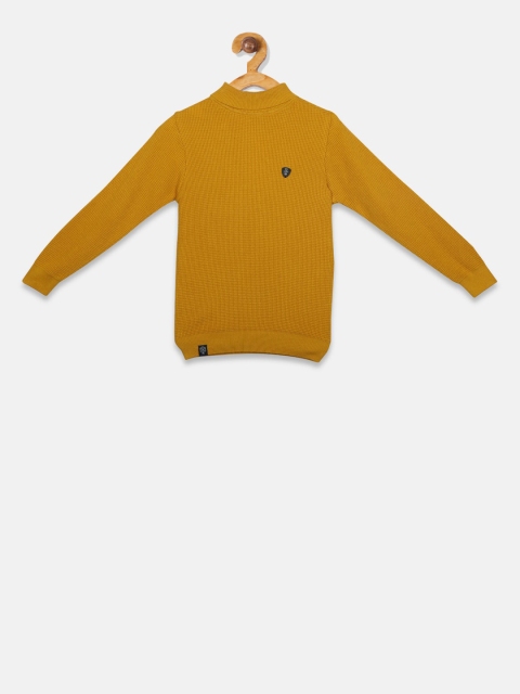 

Monte Carlo Boys Mustard Yellow Self Design Pullover Sweater