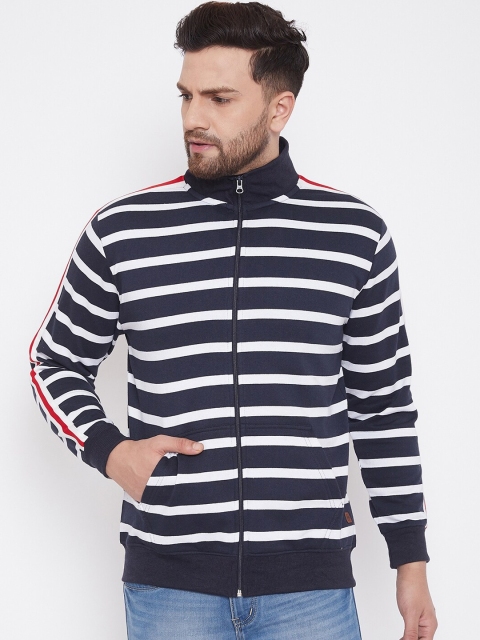 

Austin wood Men Navy Blue & White Striped Sweatshirt