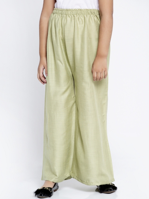 

Baani Creations Girls Green Solid Wide Leg Palazzos