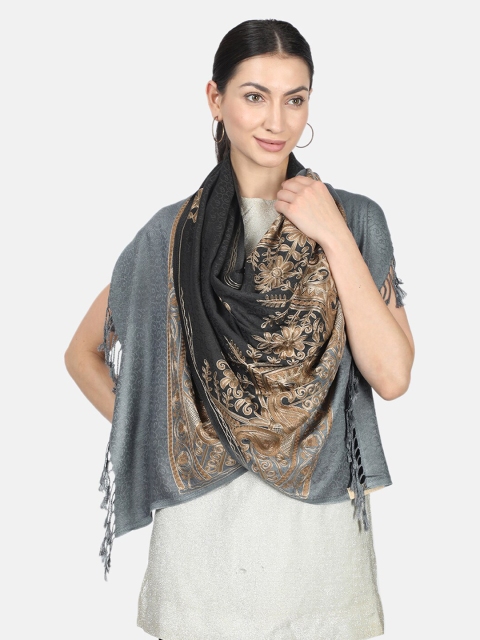 

Monte Carlo Women Black & Brown Embroidered Stole