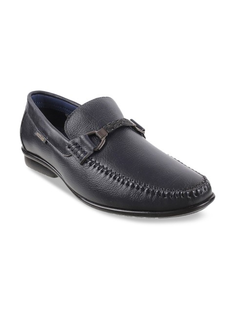 

Metro Men Navy Blue Solid Leather Formal Loafers