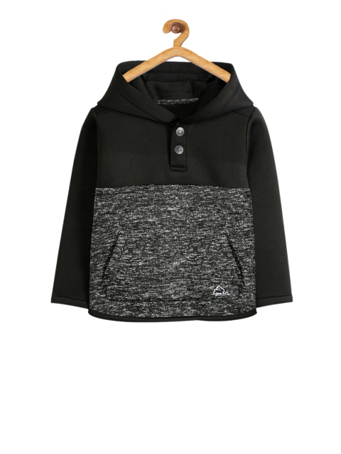 

Cherry Crumble Boys Grey & Black Colourblocked Hooded Sweatshirt