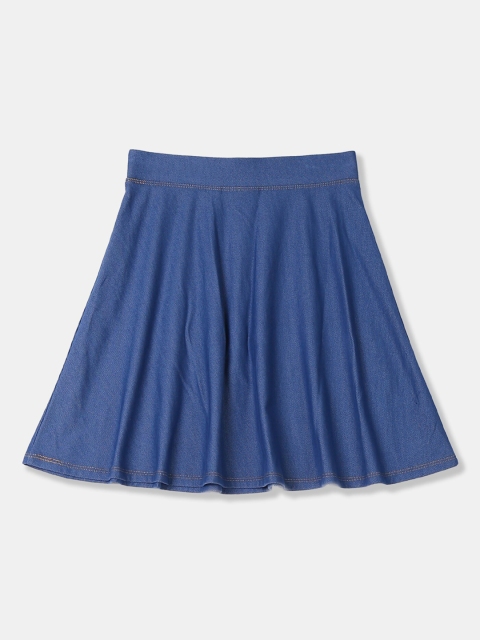 

The Childrens Place Girls Blue Solid Flared A-Line Knee-Length Skirt