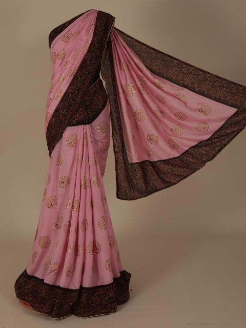 

Pothys Pink Printed Jute Silk Saree