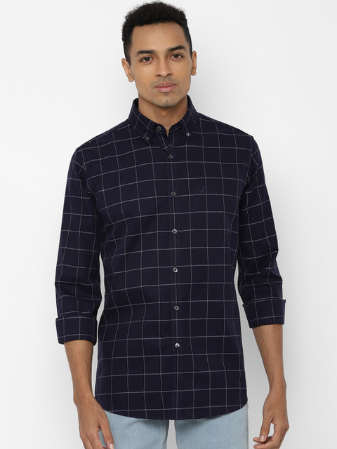 

Allen Solly Men Navy Blue & White Slim Fit Checked Casual Shirt