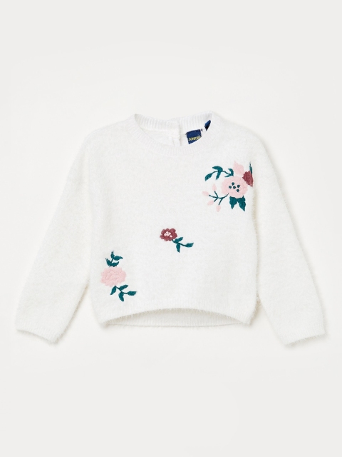 

Juniors by Lifestyle Girls Off White Embroidered Knitted Pullover Sweater