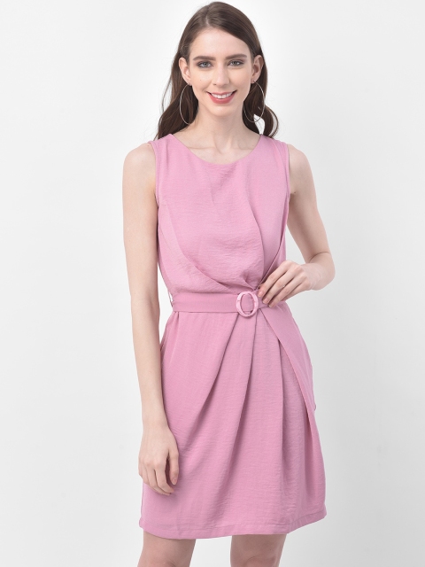 

Latin Quarters Women Pink Solid Fit and Flare Dress
