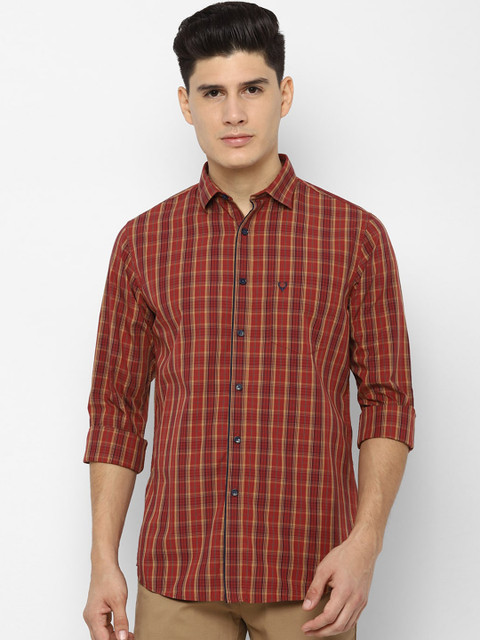 

Allen Solly Men Red & Yellow Slim Fit Checked Casual Shirt