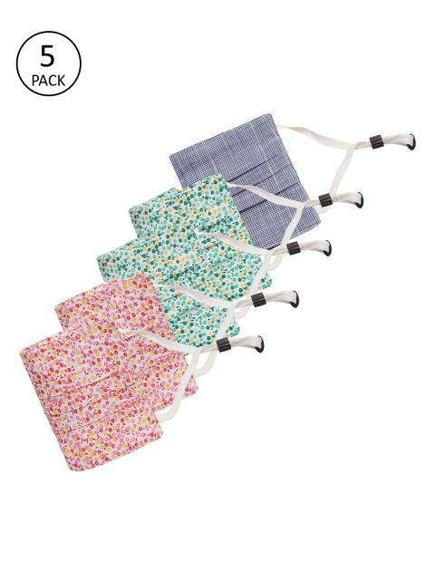 

Secret Wish Unisex Multicoloured Pack of 5 3-Ply Reusable Cloth Masks, Multi