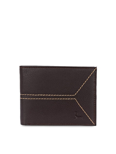 

Pacific Gold Men Brown Textured Faux Leather Two Fold Wallet