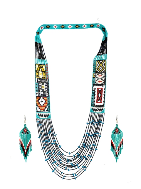 

Blue & Black Long Muti-Layered Beaded Bohemian Jewellery Set