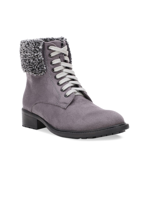 

Bruno Manetti Women Grey Solid Heeled Boots