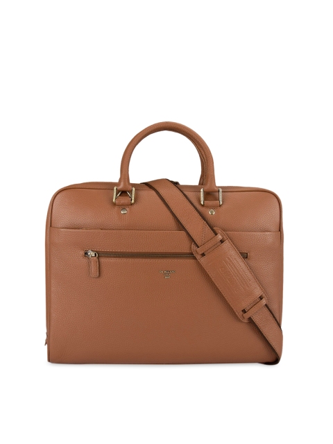 

Da Milano Unisex Brown Solid Leather Laptop Bag