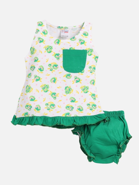 

NAUTI KIDZ Girls White & Green Printed A-Line Dress
