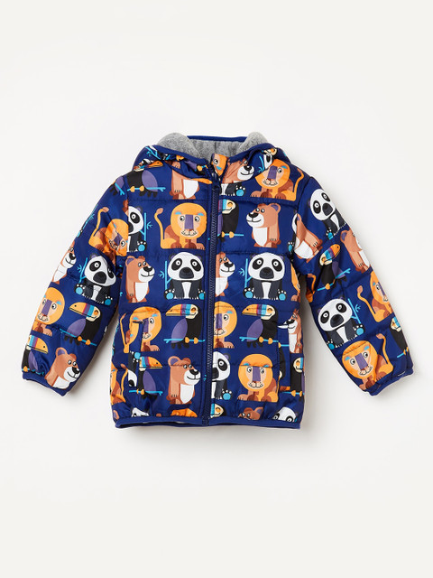 

Juniors by Lifestyle Boys Navy Blue Printed Puffer Jacket