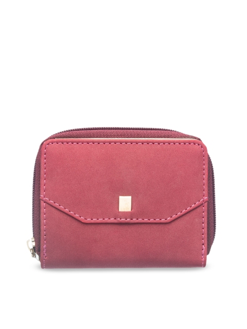

Khadims Women Magenta Solid Zip Around Wallet