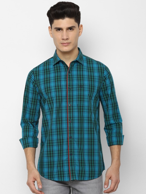 

Allen Solly Men Blue & Green Slim Fit Checked Casual Shirt