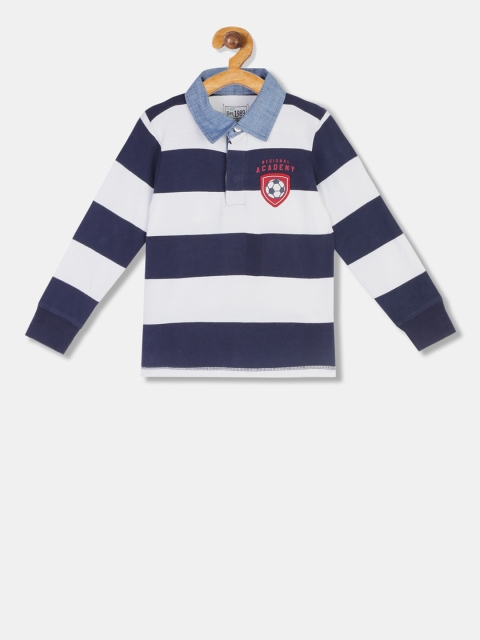 

The Childrens Place Boys Blue Striped Polo Collar T-shirt