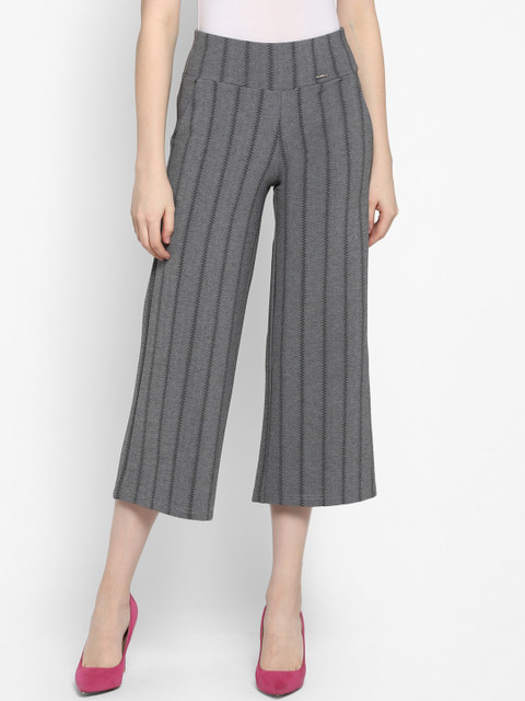 

FOSH Women Grey Regular Fit Striped Culottes