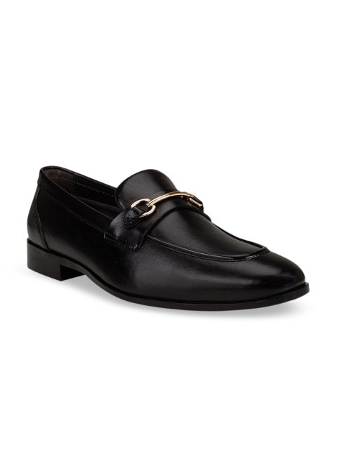 

ROSSO BRUNELLO Men Black Solid Leather Formal Loafers