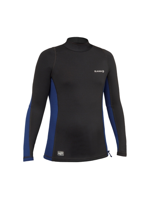 

OLAIAN By Decathlon Kids Black Colourblocked UV Rash Guard Surfing Sustainable T-shirt