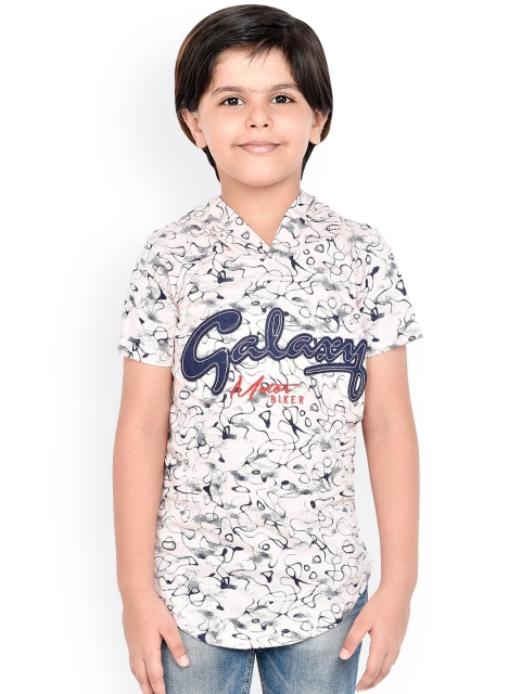 

ORANGE PUMPKKIN Boys Blue Printed V-Neck T-shirt