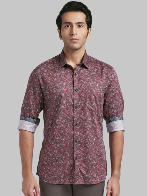 

Parx Men Red Slim Fit Printed Casual Shirt