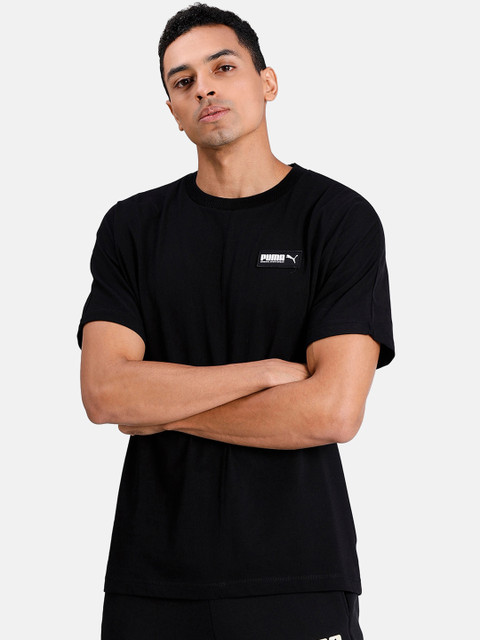 

Puma Men Black Solid Round Neck Fusion Tee