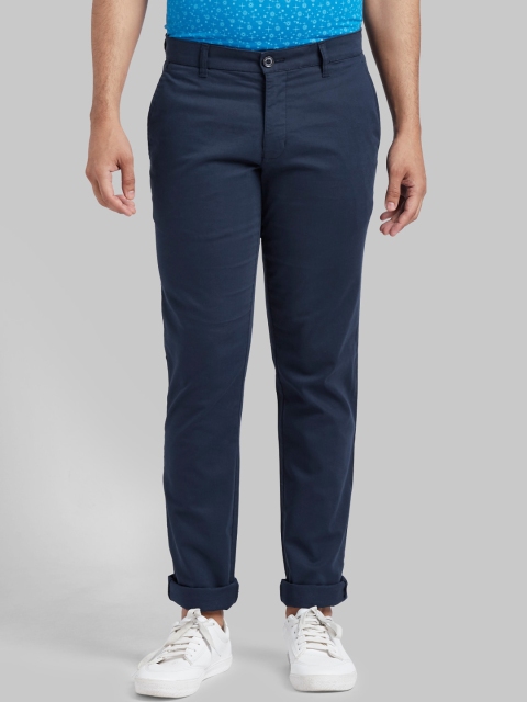 

Parx Men Navy Blue Tapered Fit Solid Regular Trousers