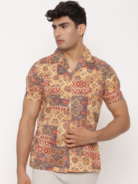 

Tistabene Men Yellow & Red Regular Fit Printed Casual Shirt