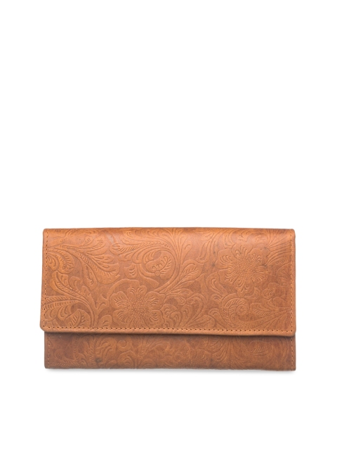 

Khadims Women Tan Brown Textured Leather Envelope Wallet