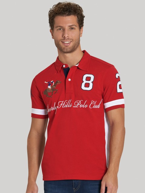

Beverly Hills Polo Club Men Red Printed Polo Collar T-shirt