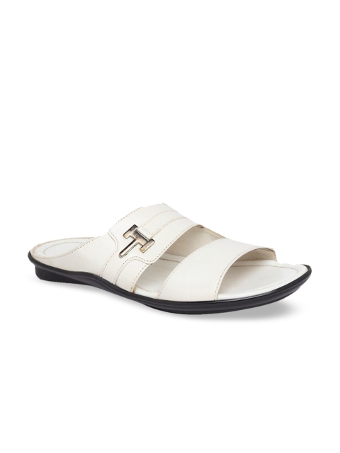 

Regal Men White Solid Leather Comfort Sandals
