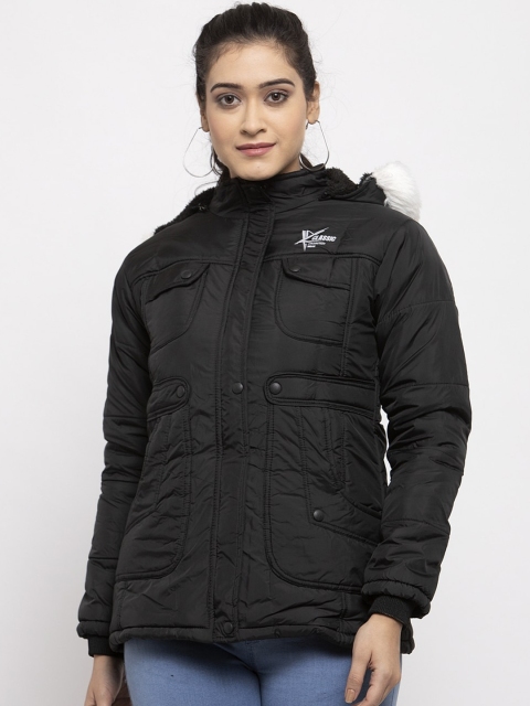 

KLOTTHE Women Black Printed Windcheater Padded Jacket