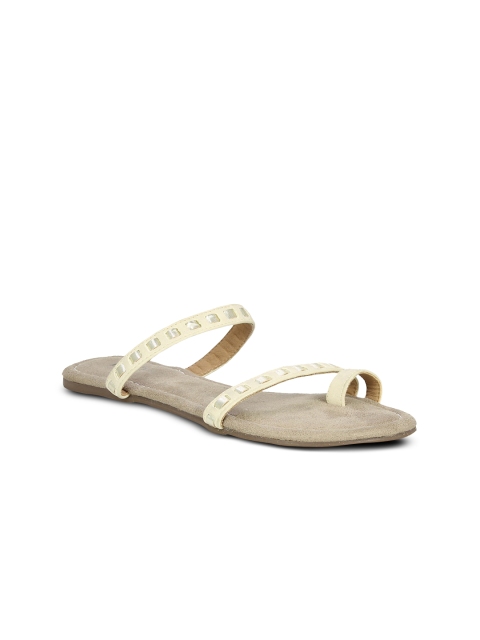 

Inc 5 Women Gold-Toned Woven Design One Toe Flats