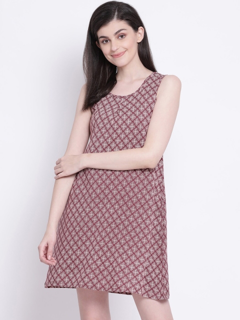 

Clovia Maroon & White Printed Nightdress