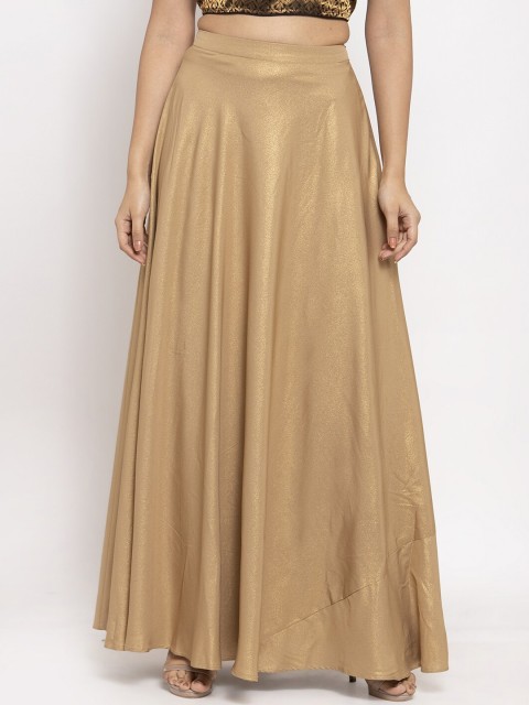 

Just Wow Gold-Coloured Maxi A-Line Skirt