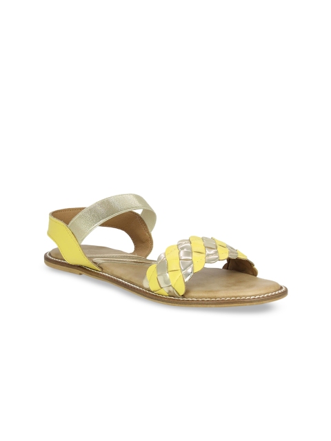 

Inc 5 Women Yellow Textured Open Toe Flats