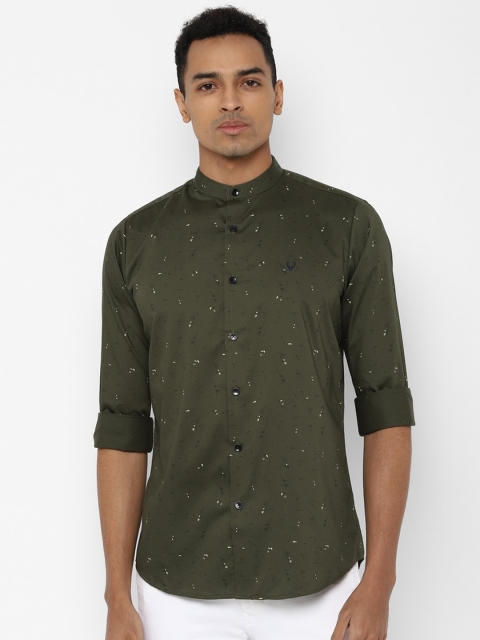 

Allen Solly Men Olive Green & White Slim Fit Printed Casual Shirt
