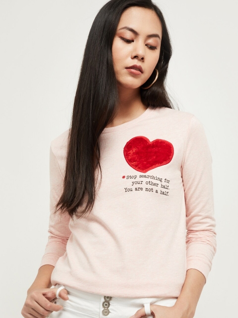 

max Women Pink Printed Sweatshirt